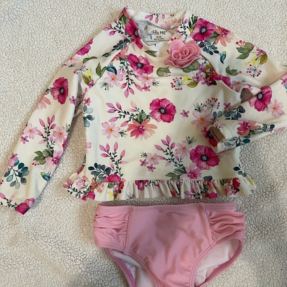 Little Me 2 piece long sleeve swim 18m